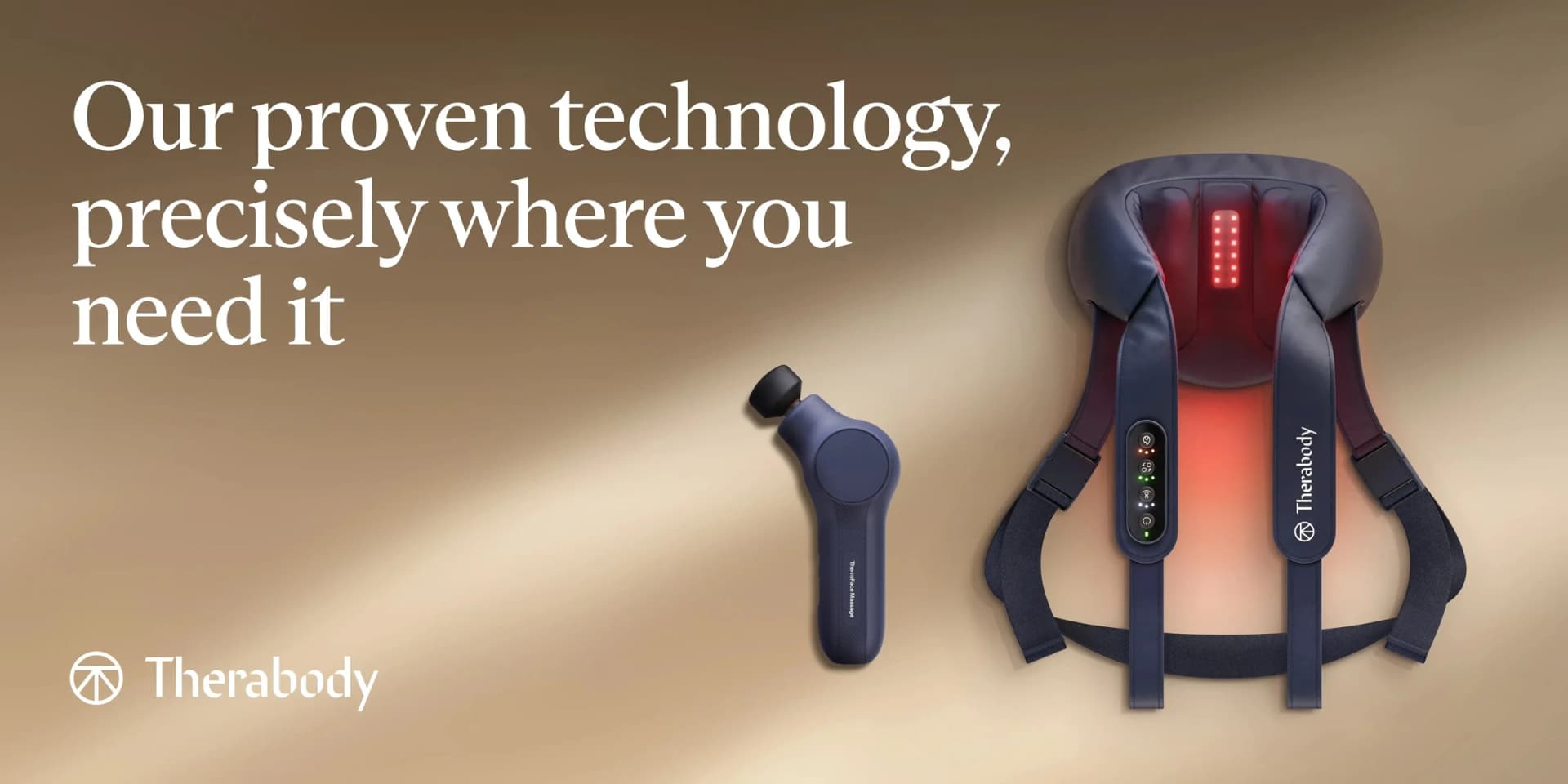 Therabody ThermNeck & Upper Back wearable with built-in percussive massager and infrared light